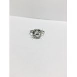 18ct white gold Halo style Diamond ring,0.50ct brilliant cut centre,h colour vs clarity,0.25ct