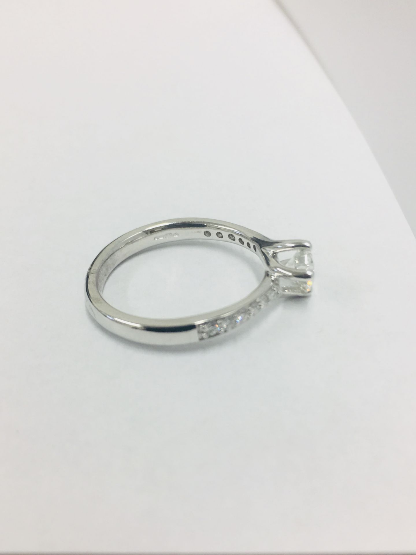platinum damond solitaire ring,0.50ct brilliant cut diamond h colour vs clarity(clarity enhanced), - Image 5 of 6