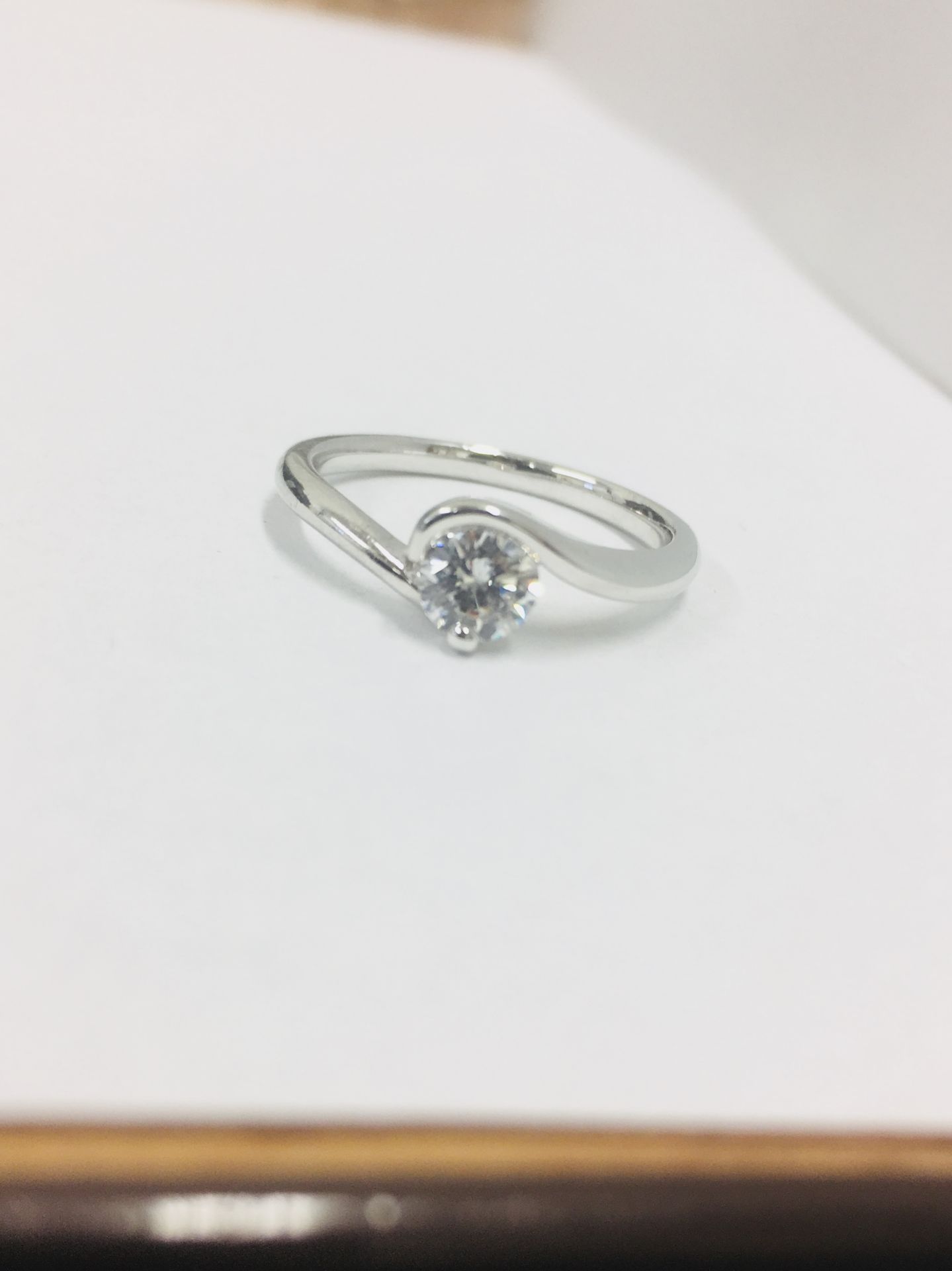 Platinum twist style diamond solitaire ring,0.50ct h colour vs clarity diamond(clarity enhanced),4. - Image 6 of 6