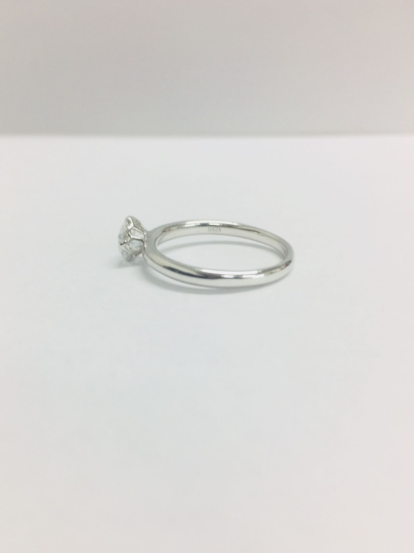 Platinum diamond solitaire ring,0.50ct brillliant cut diamond h colour vs clarity(clarity enhanced), - Image 4 of 6