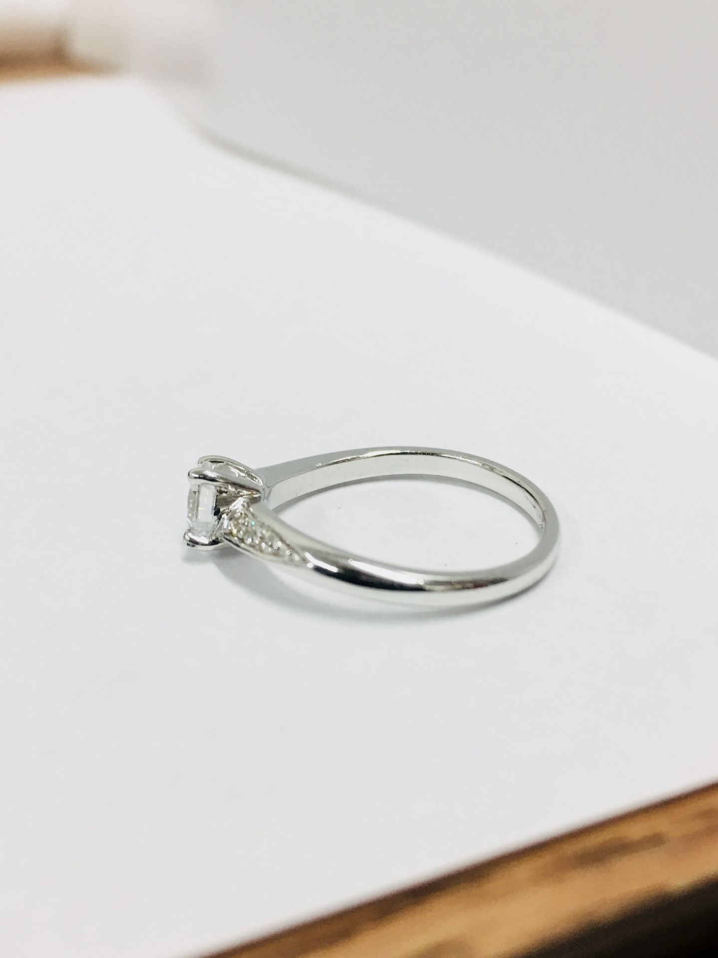 platinum damond solitaire ring,0.50ct brilliant cut diamond h colour vs clarity(clarity enhanced), - Image 2 of 3