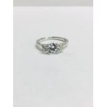 Platinum diamond three stone Ring,0.50ct brilliant cut diamond centre vs clarity h colour,two 0.10ct