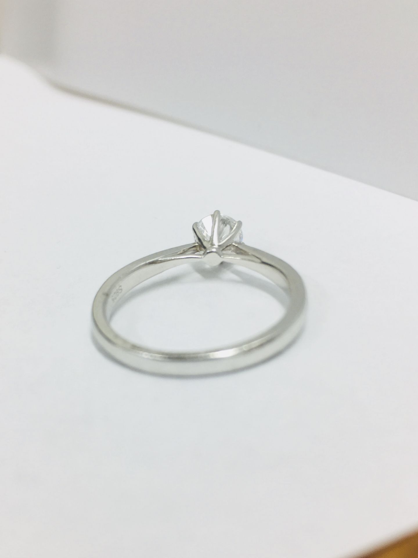 Platinum diamond solitaire ring,050ct brilliant cut diamond h colour vs clarity(clarity enhanced), - Image 3 of 4