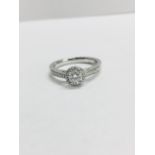 18ct white gold Halo style solitaire ring,0.30ct natural diamond,0.28ct h Colour si diamonds