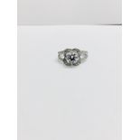 Platinum Fancy design solitaire ring,0.50ct h colour vs clarity (clarity enhanced) natural brilliant