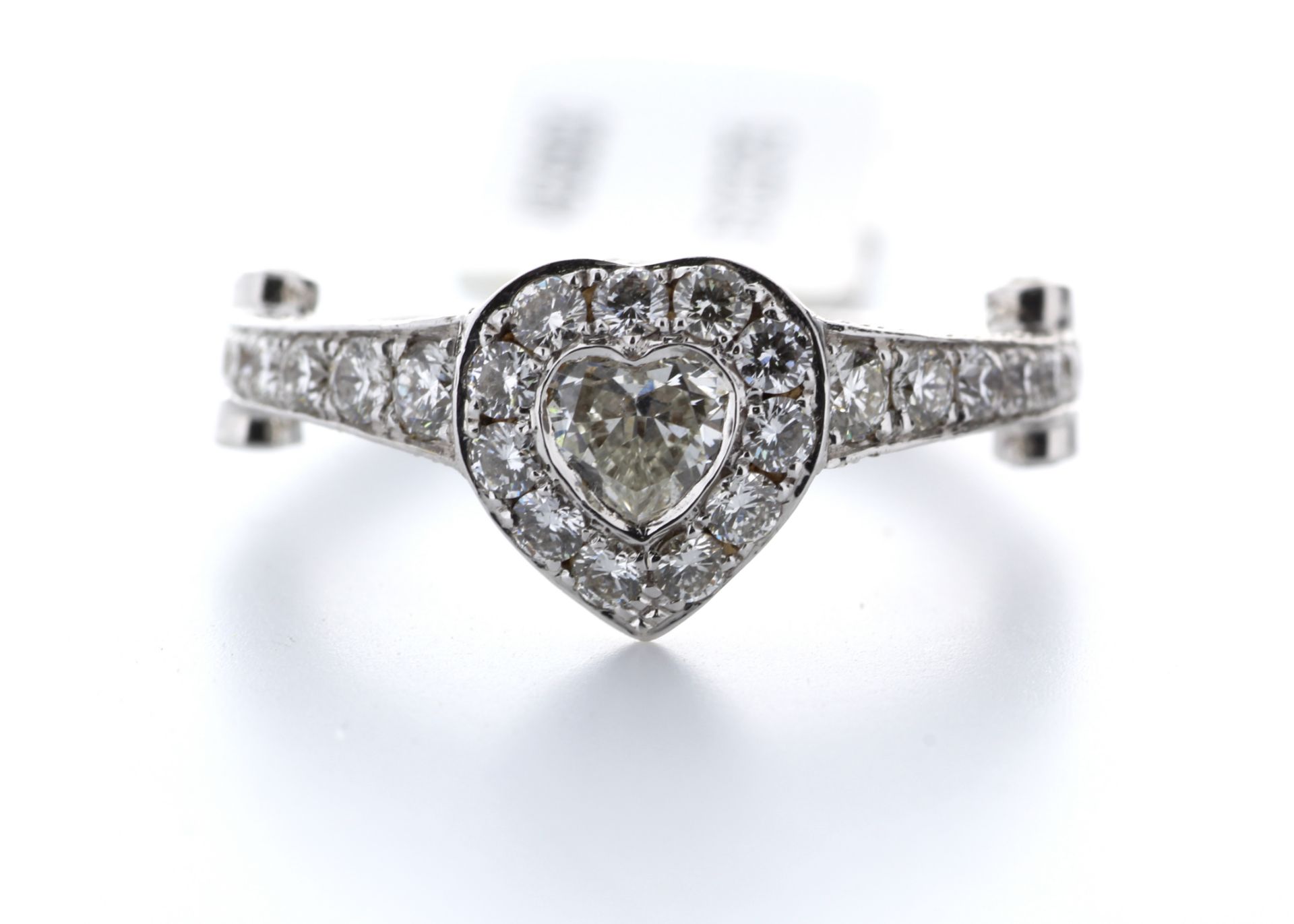 18ct White Gold Tiffany Style Halo Heart Cut Diamond Ring 1.63 - Image 2 of 2