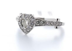 18ct White Gold Tiffany Style Halo Heart Cut Diamond Ring 1.63