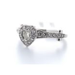 18ct White Gold Tiffany Style Halo Heart Cut Diamond Ring 1.63