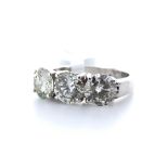 18ct White Gold Three Stone Claw Set Diamond Ring 3.19