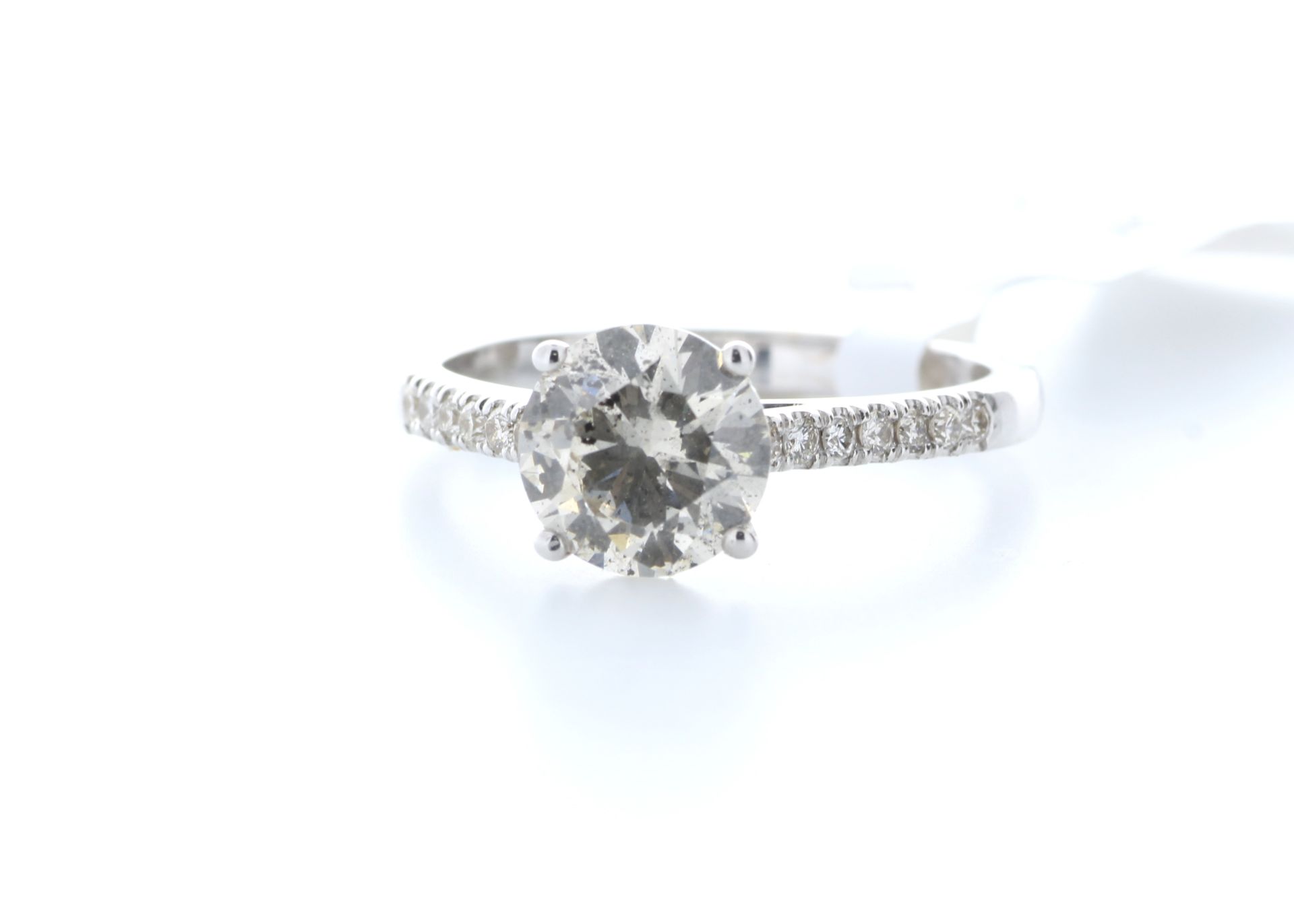 18ct White Gold Single Stone Claw Set With Stone Set Shoulders Diamond Ring 1.74 - Image 2 of 2