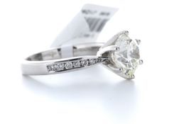 18ct White Gold Single Stone Claw Set With Stone Set Shoulders Diamond Ring 2.66