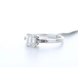 18ct White Gold Single Stone Asscher Cut Diamond Ring 1.33