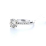 18ct White Gold Single Stone Claw Set With Stone Set Shoulders Diamond Ring 1.74