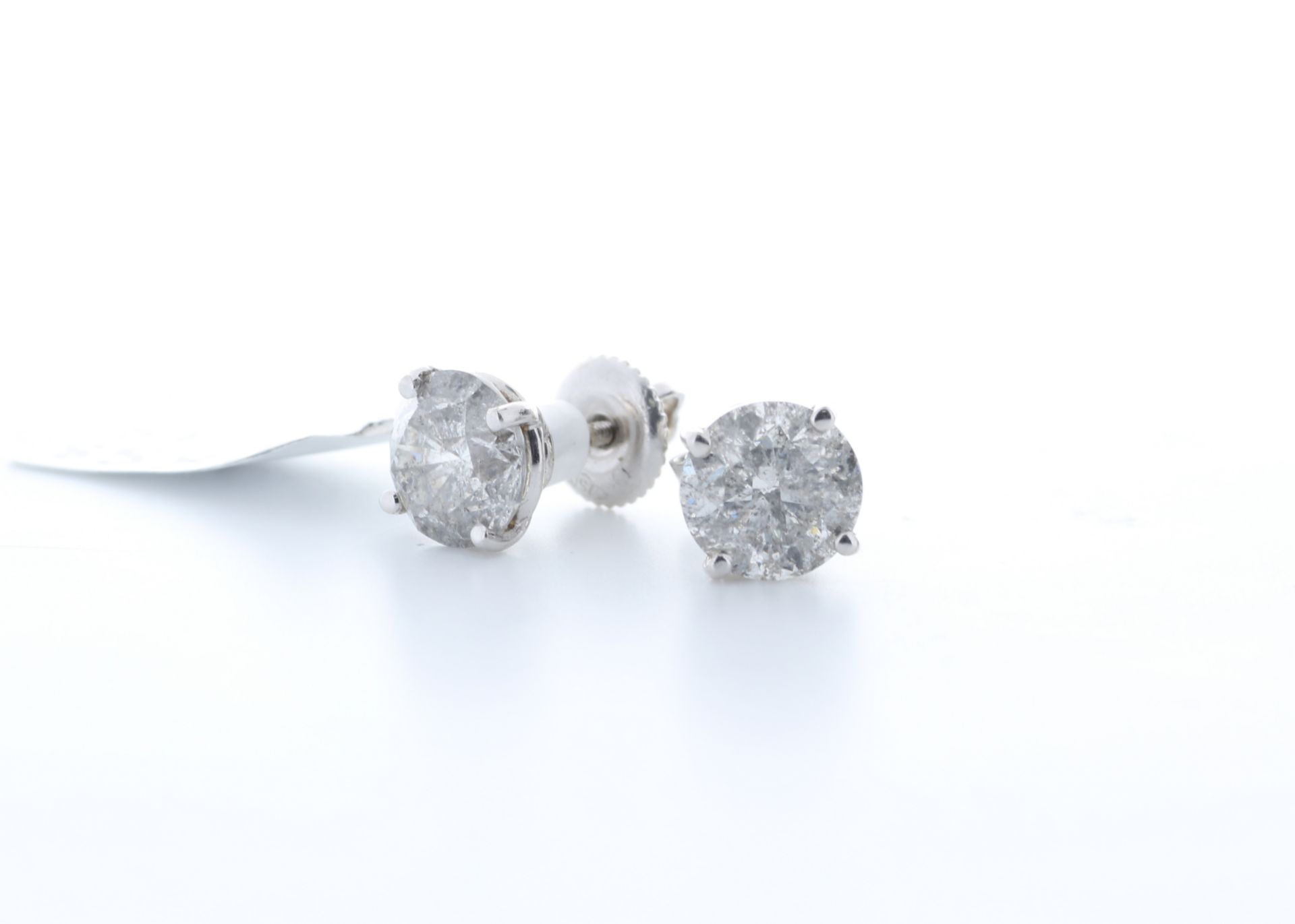 18ct White Gold Single Stone Claw Set Diamond Earring 3.30