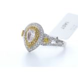 18ct White Gold Pear Shape Natrual Pink  With Double Halo Setting Ring 2.00