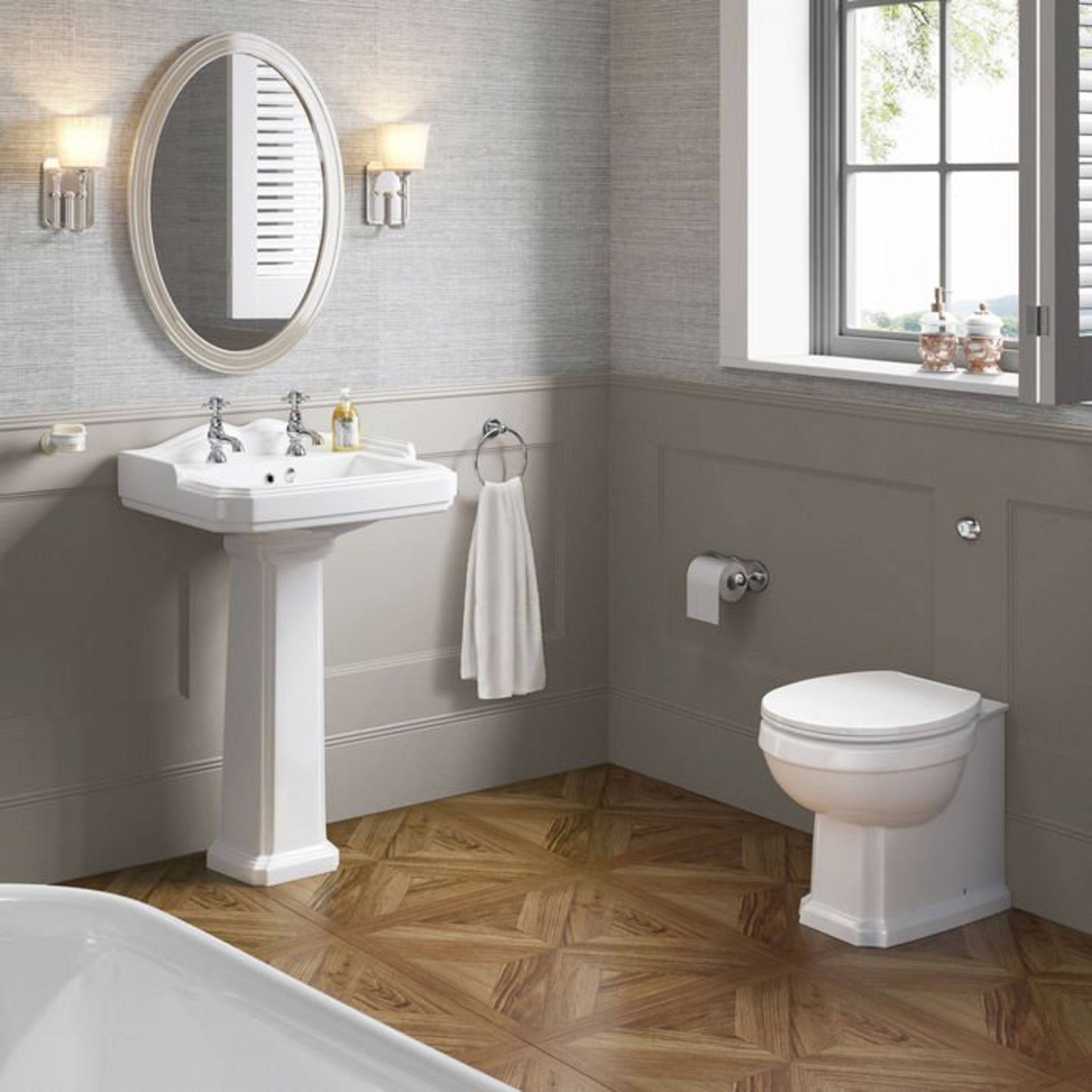 (M134) Victoria II Traditional Back To Wall Toilet - White Seat. RRP £324.99. Traditional features - Image 2 of 4