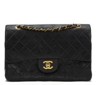 Chanel, Black Quilted Lambskin Vintage Medium Classic Double Flap Bag