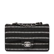 Chanel, Black & White Woven Fabric Rectangular Mini Flap Bag