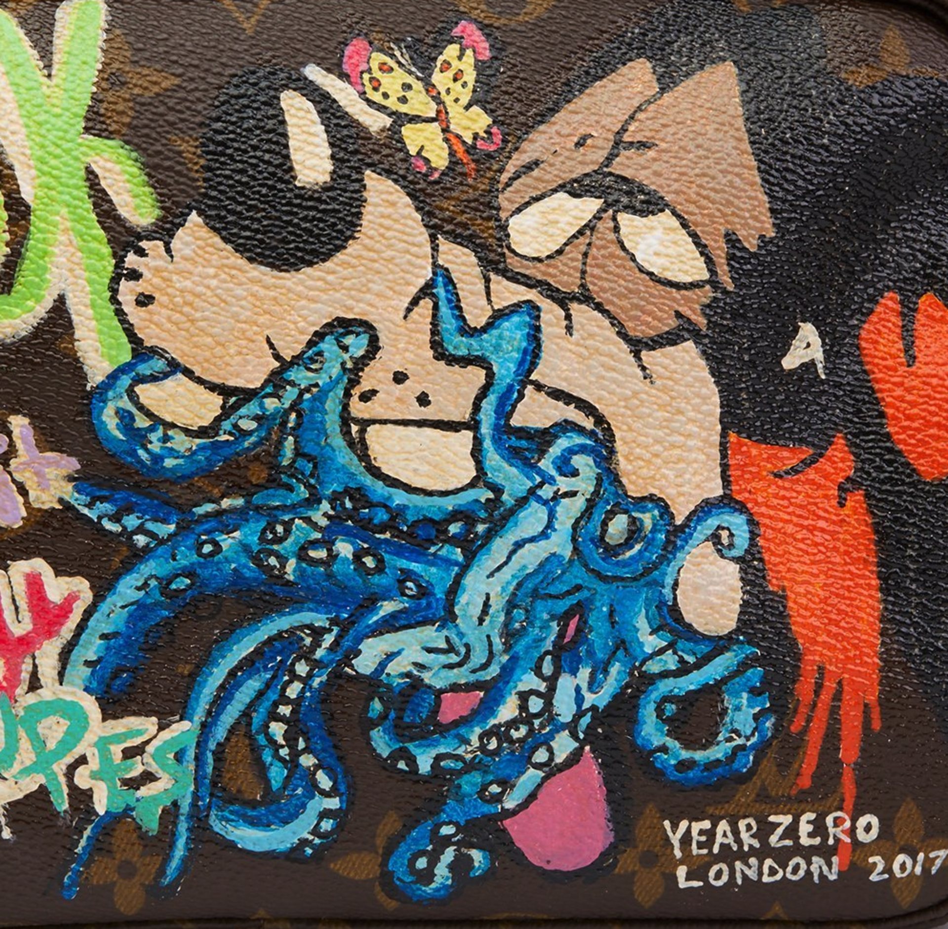 Louis Vuitton Hand-Painted 'Sick Of It All' X Year Zero London Toiletry Pouch - Image 3 of 11