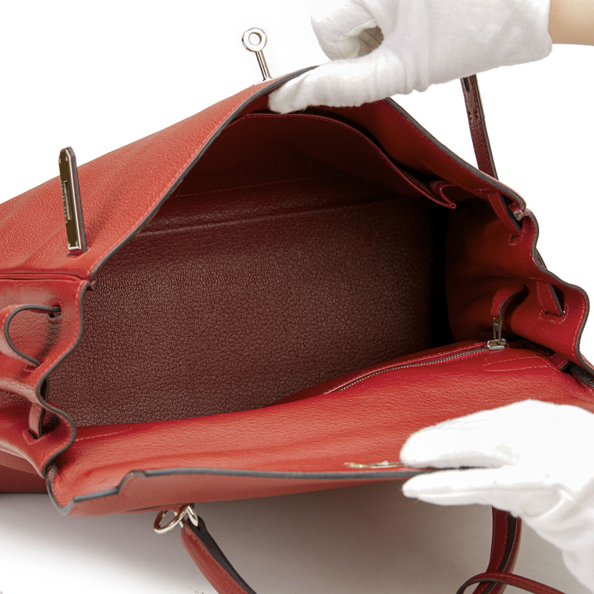 Hermès Rouge H Evergrain Leather Kelly 32Cm Retourne - Bild 9 aus 10