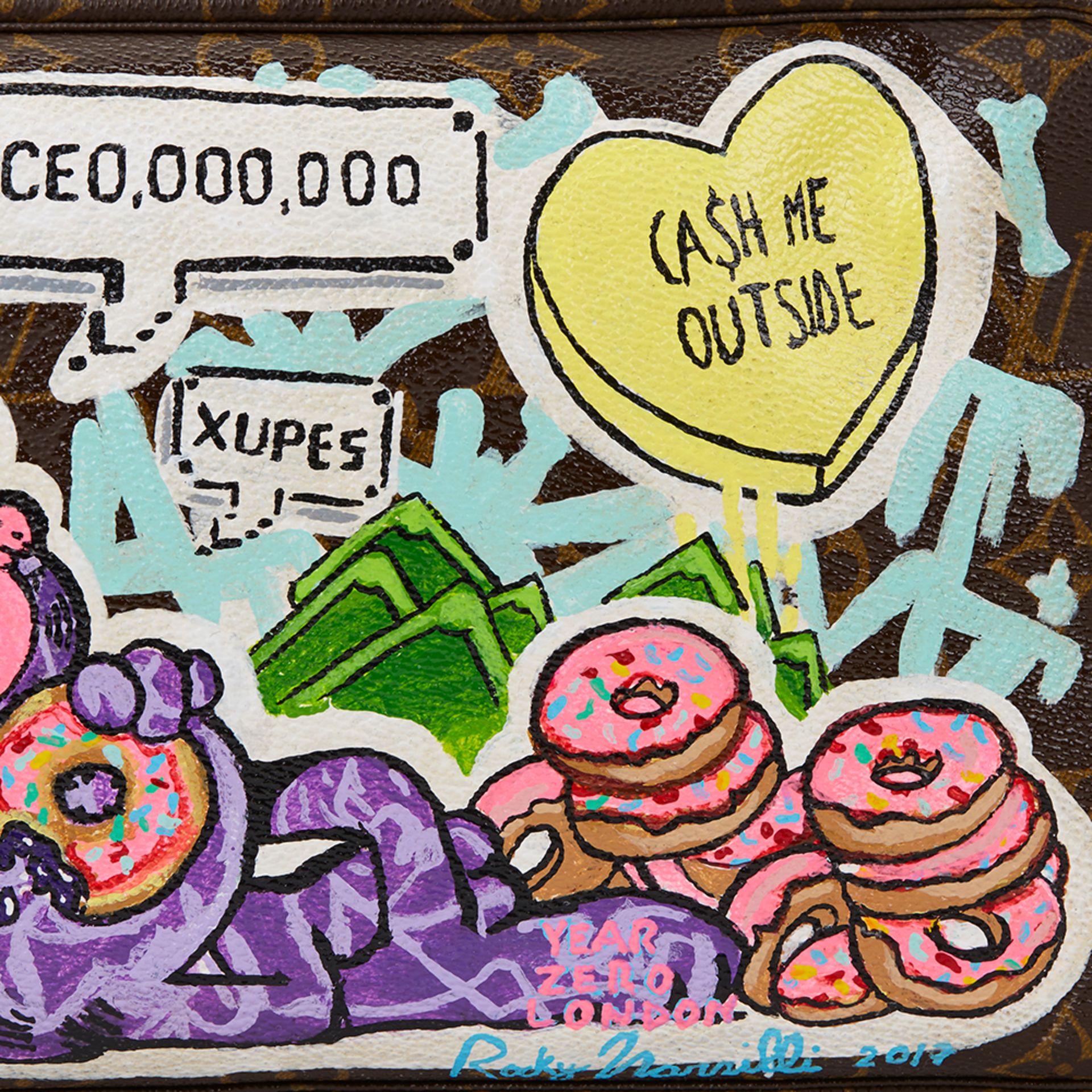 Louis Vuitton Hand-Painted 'Ca$H Me Outside' X Year Zero London Toiletry Pouch - Image 7 of 9