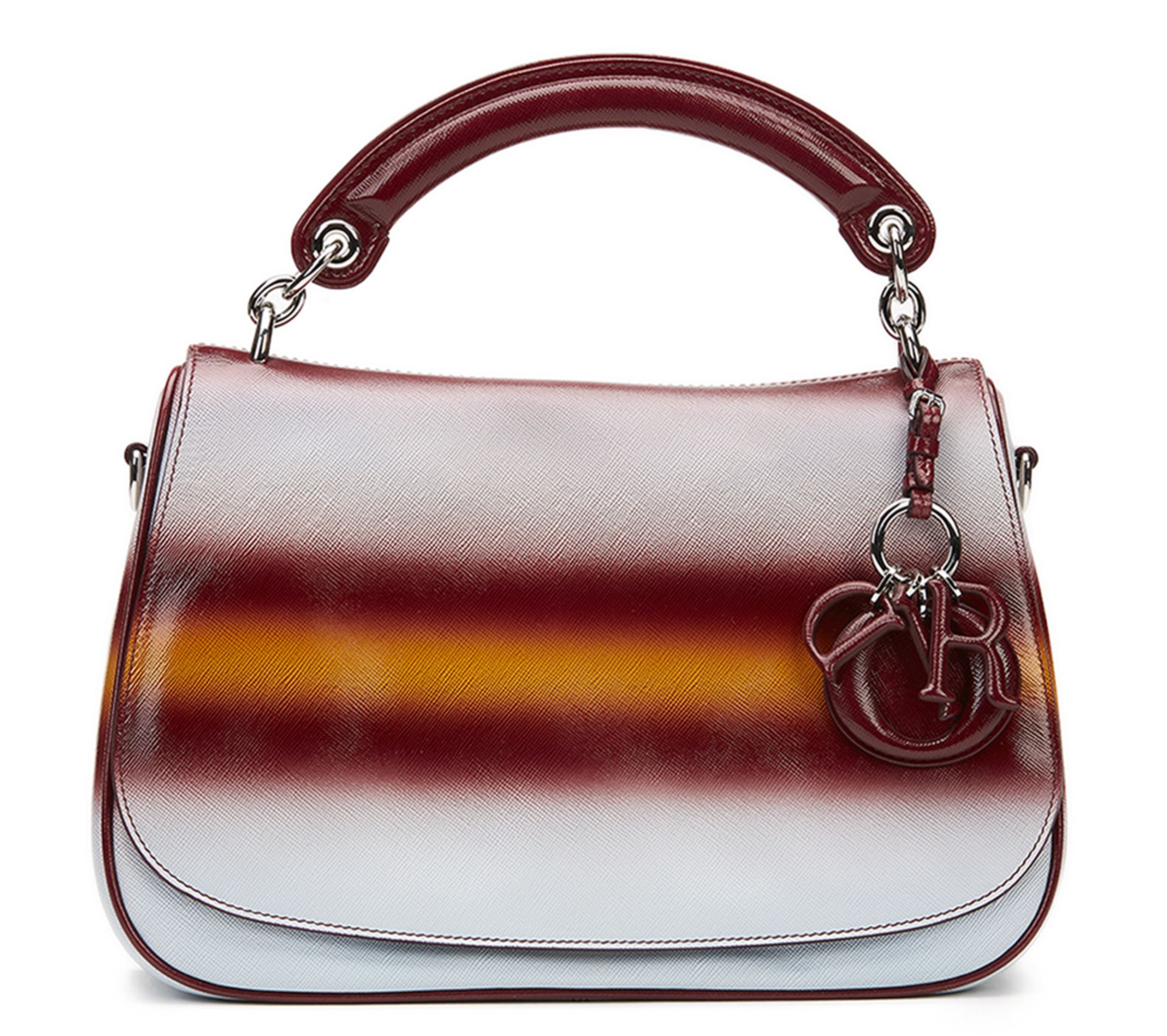 Christian Dior Maroon, Mustard & Blue Gradient Patent Leather Dune Bag