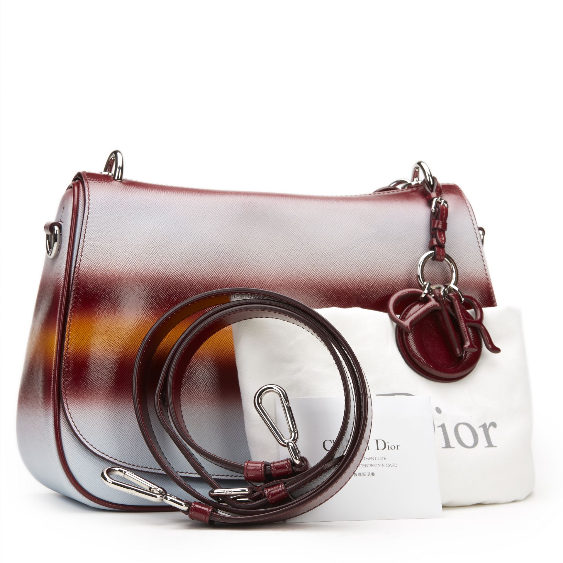 Christian Dior Maroon, Mustard & Blue Gradient Patent Leather Dune Bag - Image 10 of 11