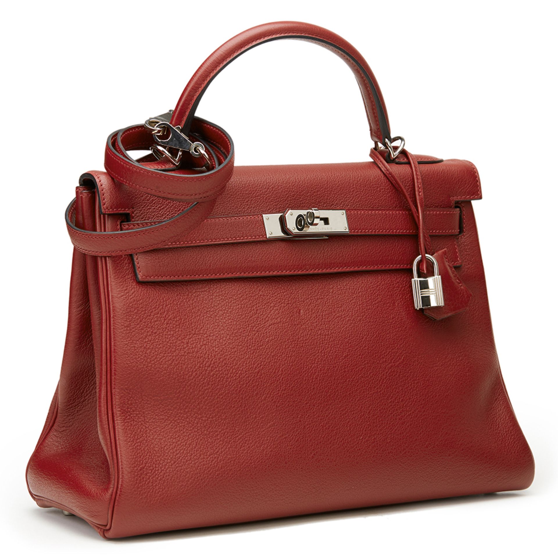 Hermès Rouge H Evergrain Leather Kelly 32Cm Retourne - Bild 10 aus 10