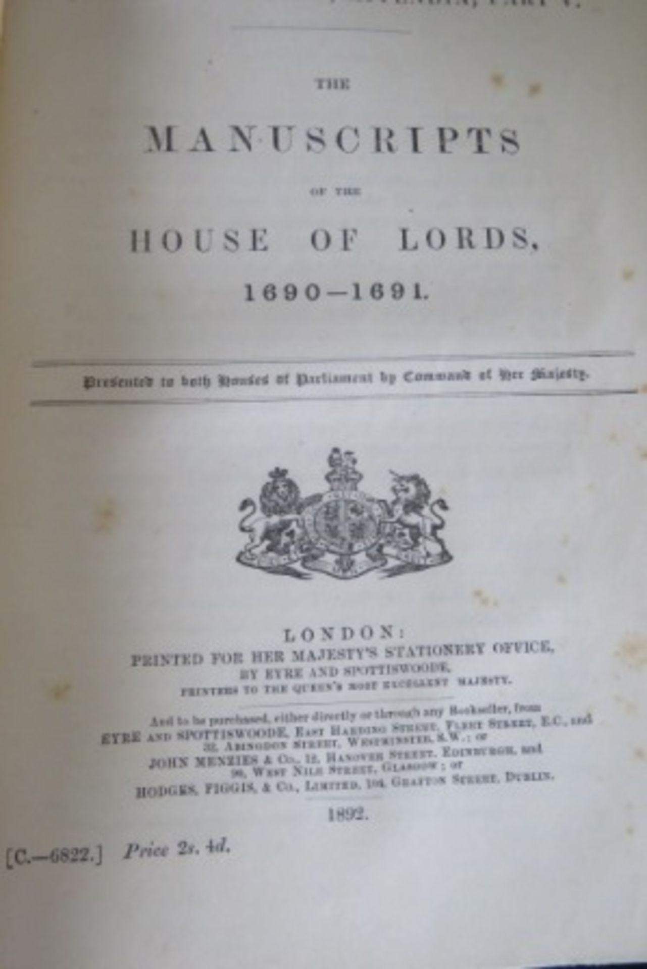 Antique books - house of lords manuscripts 1678-1691 (3 volumes) - Image 3 of 3