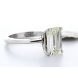 18ct White Gold Single Stone Emerald Cut Diamond Ring 2.01