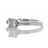 18ct White Gold Single Stone Princess Cut Diamond Ring With Set Shoulders (0.72) 0.96