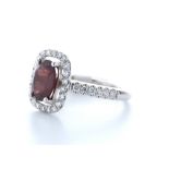 18ct White Gold Single Stone With Halo Setting Garnet And Diamond Ring 2.12