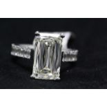 18ct White Gold Single Stone Prong Set Ashoka With Stone Set Shoulders Diamond Ring 5.25 Carats