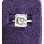 18ct White Gold Single Stone Asscher Cut Claw Set Diamond Ring 7.00