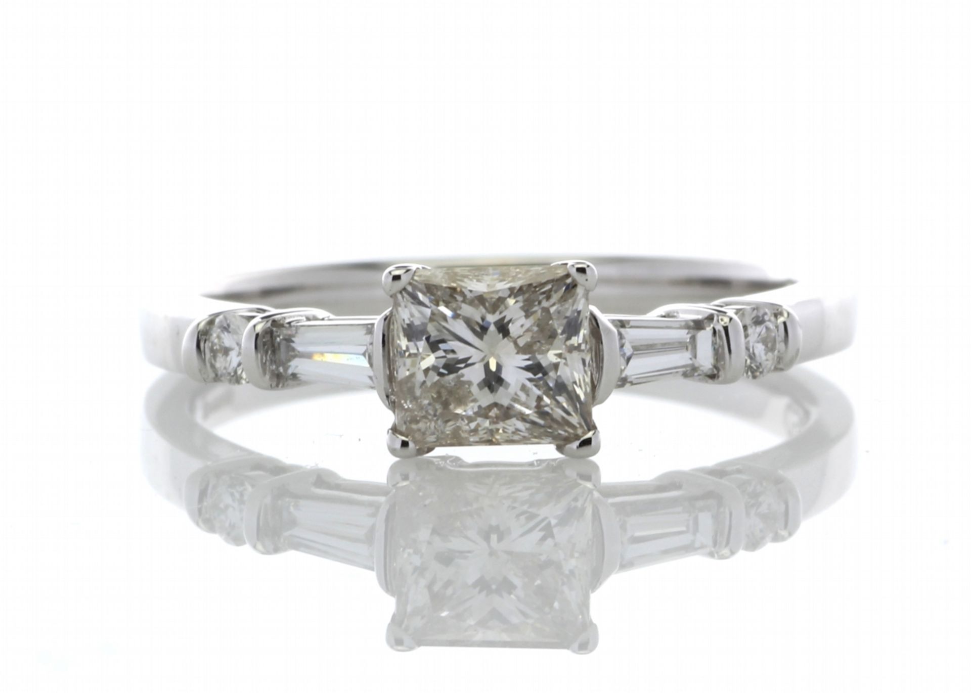 18ct White Gold Single Stone Princess Cut Diamond Ring With Set Shoulders (0.72) 0.96 - Image 4 of 4