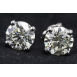 18ct White Gold Single Stone Prong Set Diamond Earring 4.85 Carats