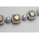 18ct White Gold Fancy Yellow Halo Diamond Collaret 26.6 Carats