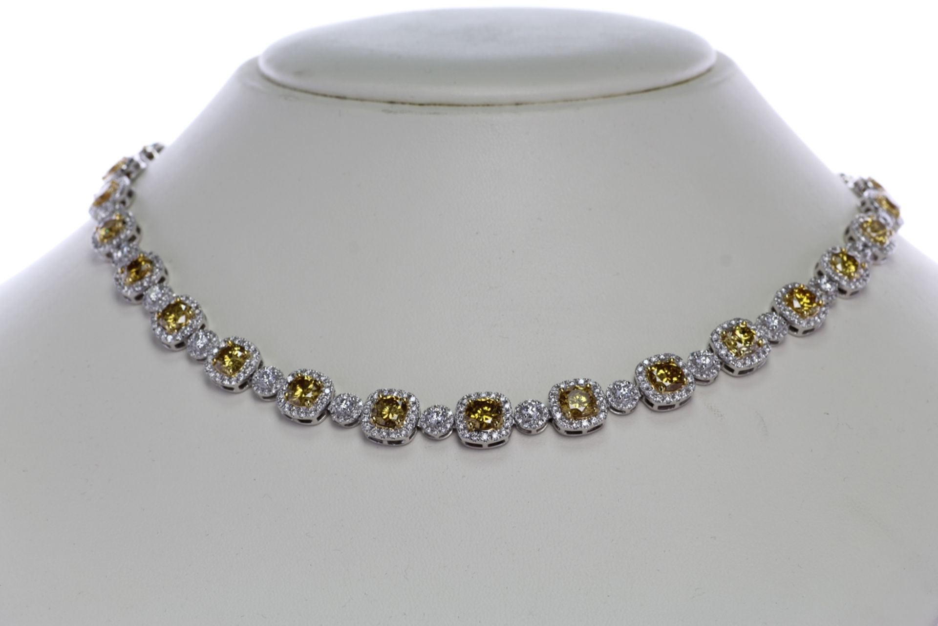 18ct White Gold Fancy Yellow Halo Diamond Collaret 26.6 Carats - Image 2 of 2