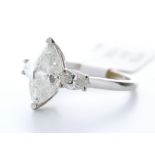 18ct White Gold Three Stone Claw Set Diamond Ring 2.51