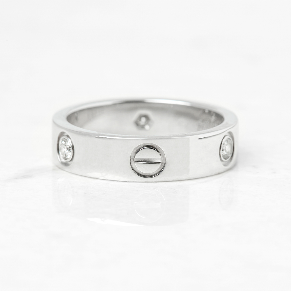 Cartier, 18k White Gold 3 Diamond Love Ring - Image 4 of 6