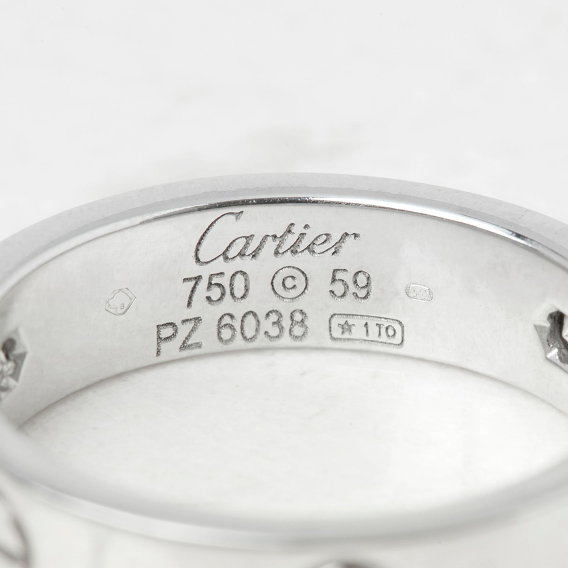 Cartier, 18k White Gold 3 Diamond Love Ring - Image 6 of 6