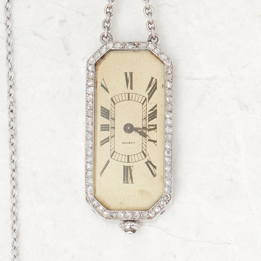 Cartier, Platinum Diamond Set Rare Vintage Brooch Watch - Image 5 of 10
