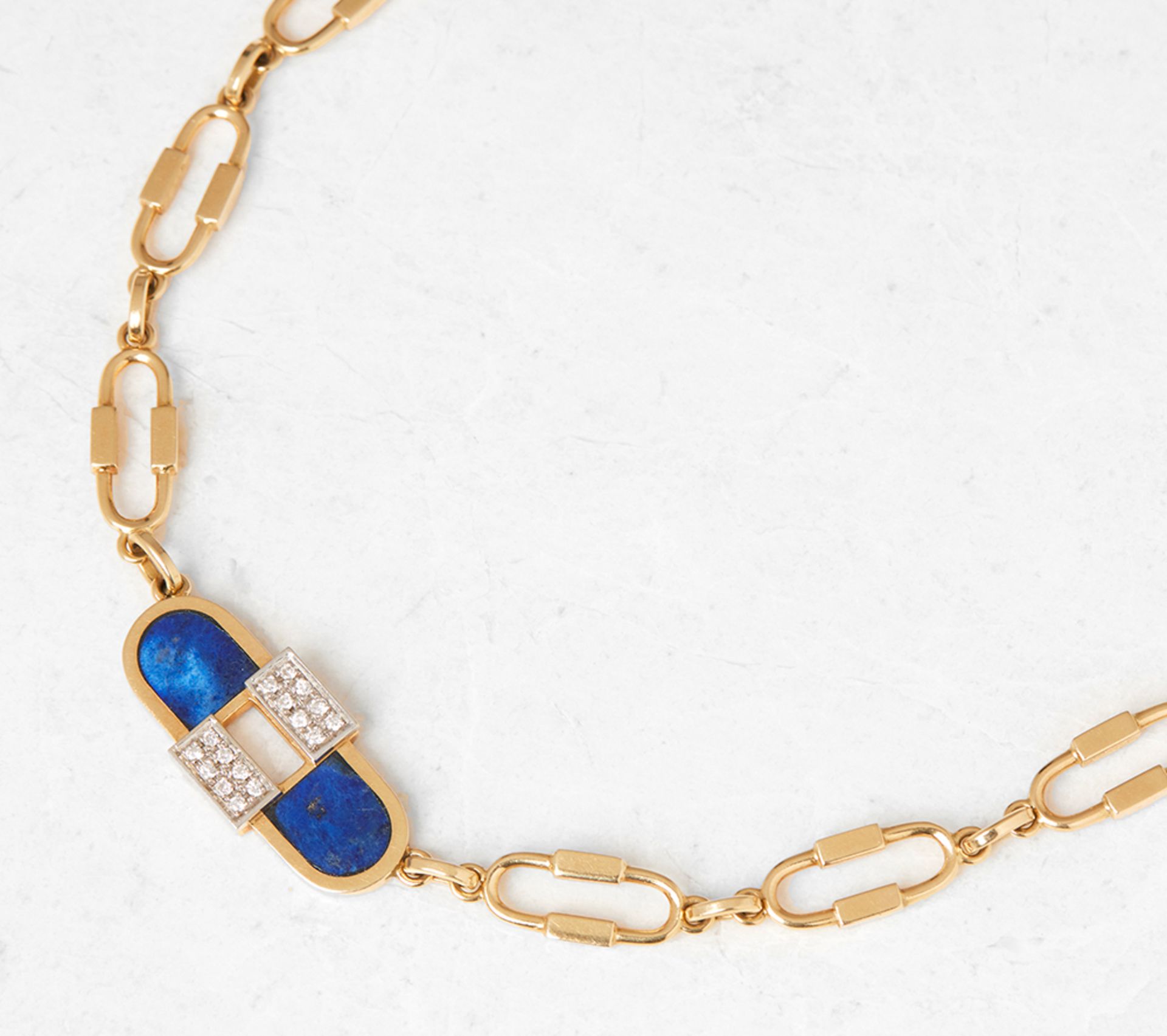 Cartier, 18k Yellow Gold Lapis Lazuli & Diamond Necklace