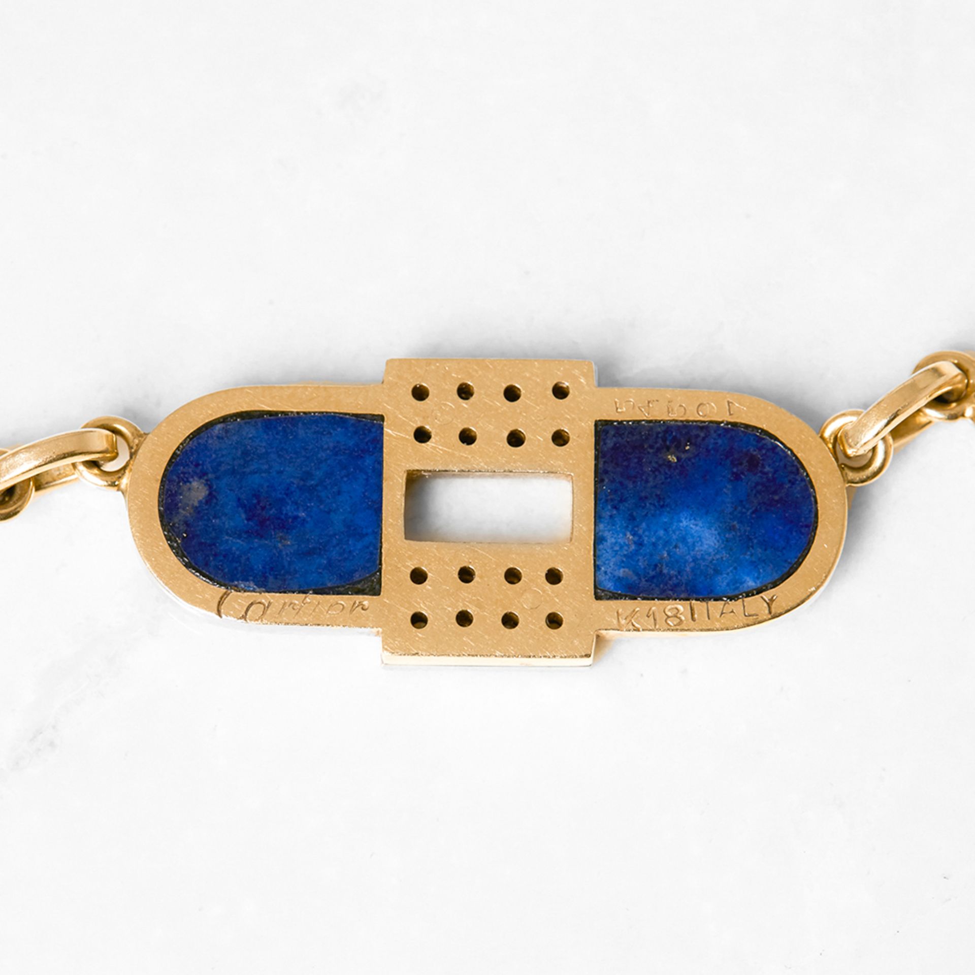 Cartier, 18k Yellow Gold Lapis Lazuli & Diamond Necklace - Bild 6 aus 6