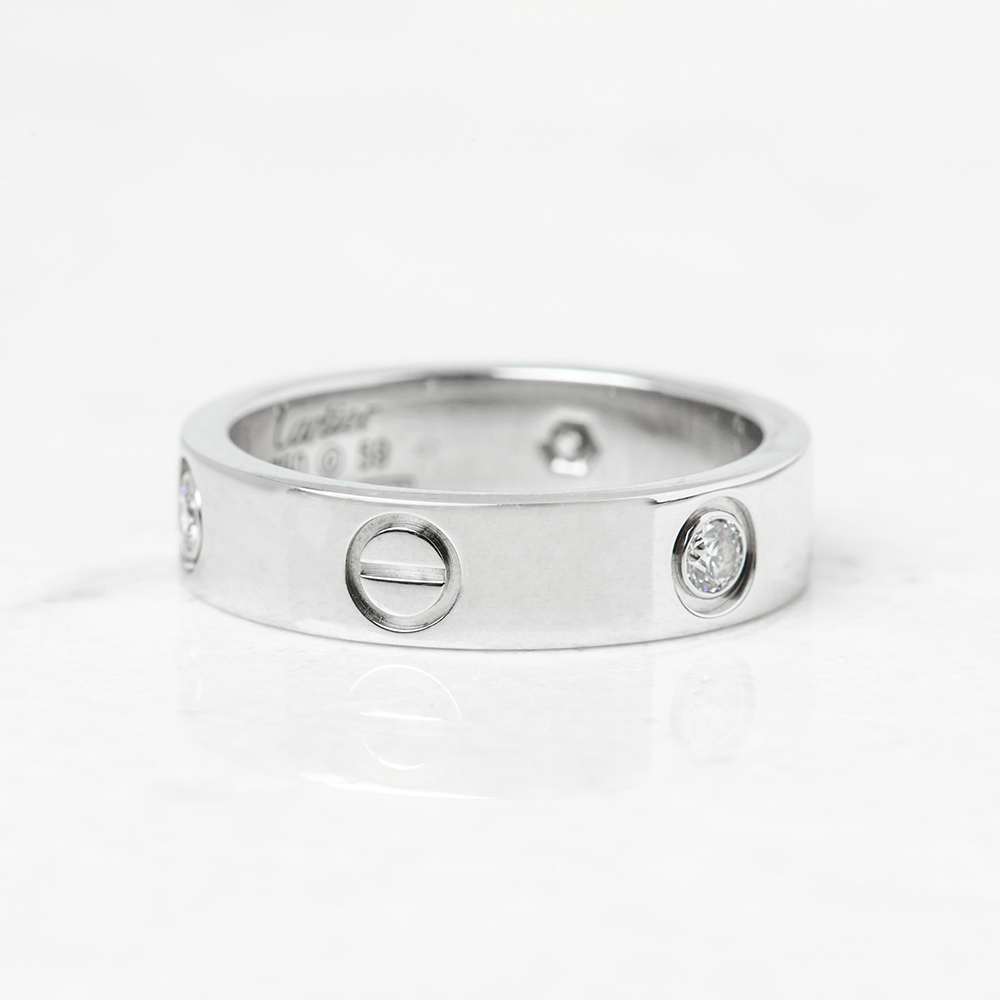 Cartier, 18k White Gold 3 Diamond Love Ring - Image 3 of 6