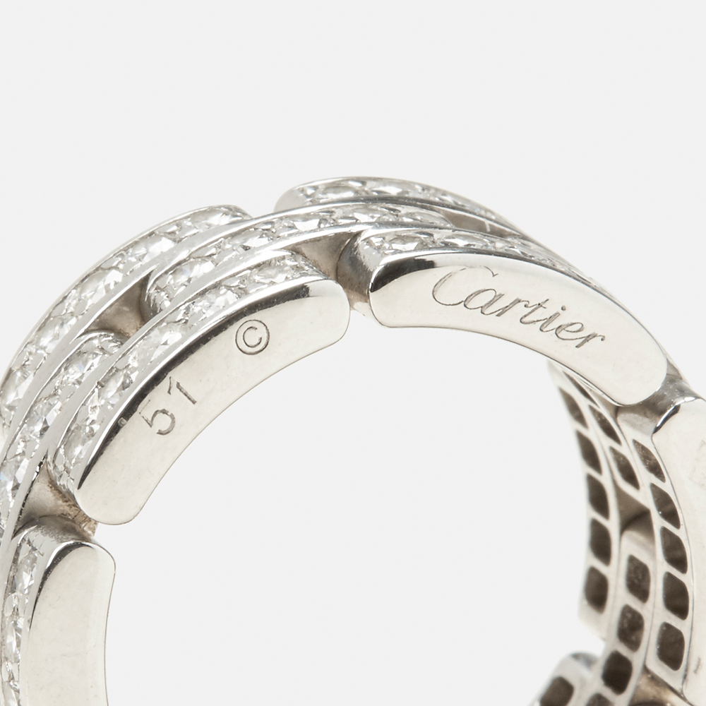 Cartier, 18k White Gold Diamond Maillon Ring - Image 8 of 9