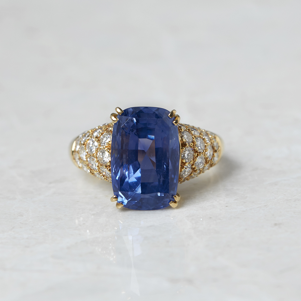 Van Cleef & Arpels 18k Yellow Gold 10.73ct Sapphire & 1.80ct Diamond Ring - Image 2 of 9