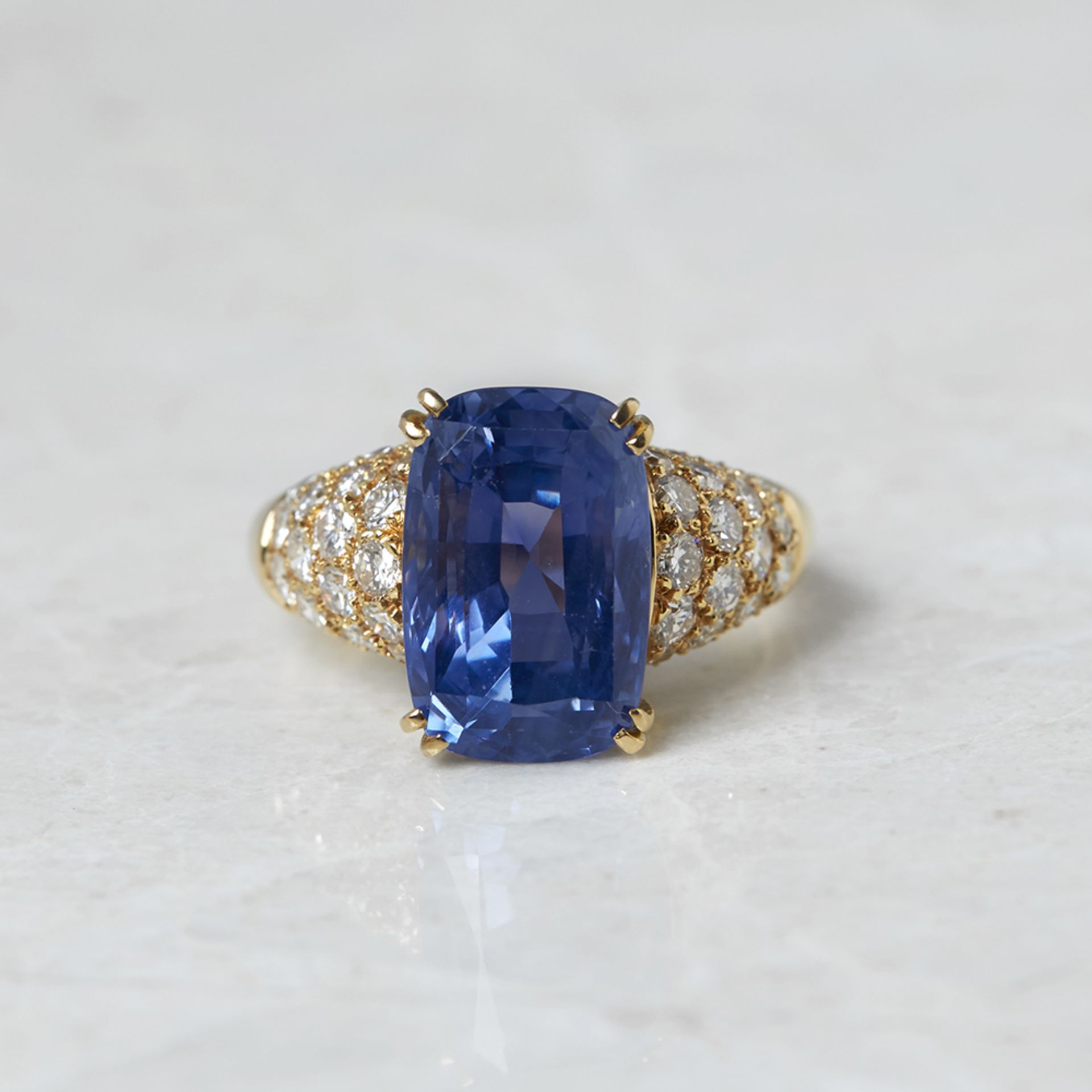 Van Cleef & Arpels 18k Yellow Gold 10.73ct Sapphire & 1.80ct Diamond Ring - Bild 2 aus 9