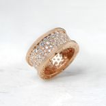 Bulgari 18k Rose Gold Diamond B.Zero 1 Ring