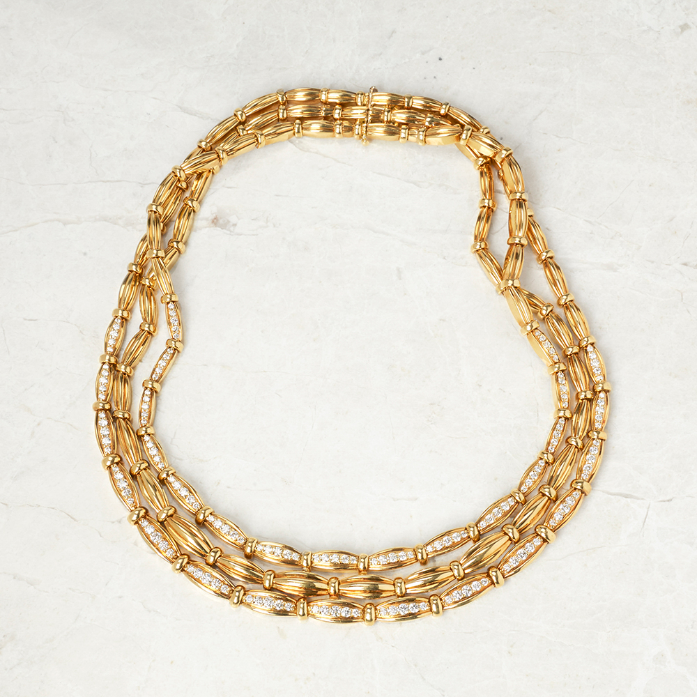 Tiffany & Co. 18k Yellow Gold Diamond Three Strand Necklace - Image 6 of 6